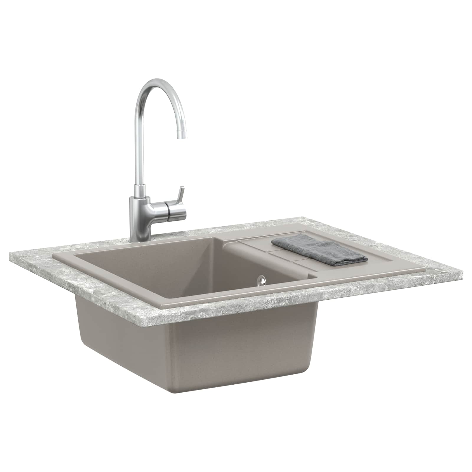 Evier Vidaxx gris 620 x 500 mm 80% quartz et 20% résine