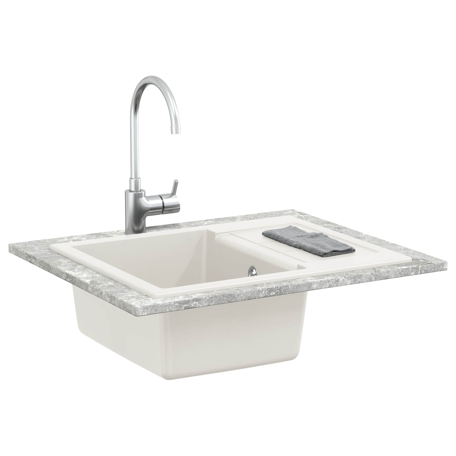 Évier Vidaxx blanc 620 x 500 mm 80% quartz et 20% résine