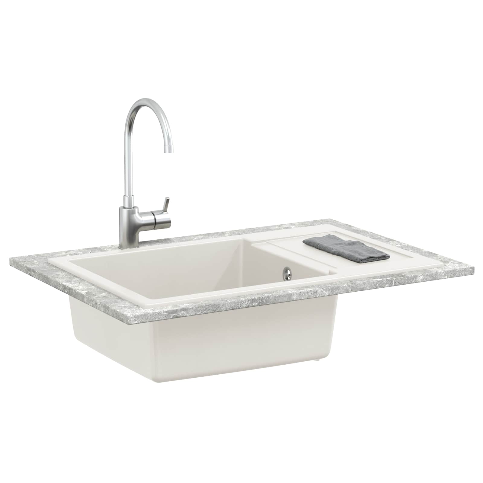 Évier Vidaxx blanc 780 x 500 mm 80% quartz et 20% résine