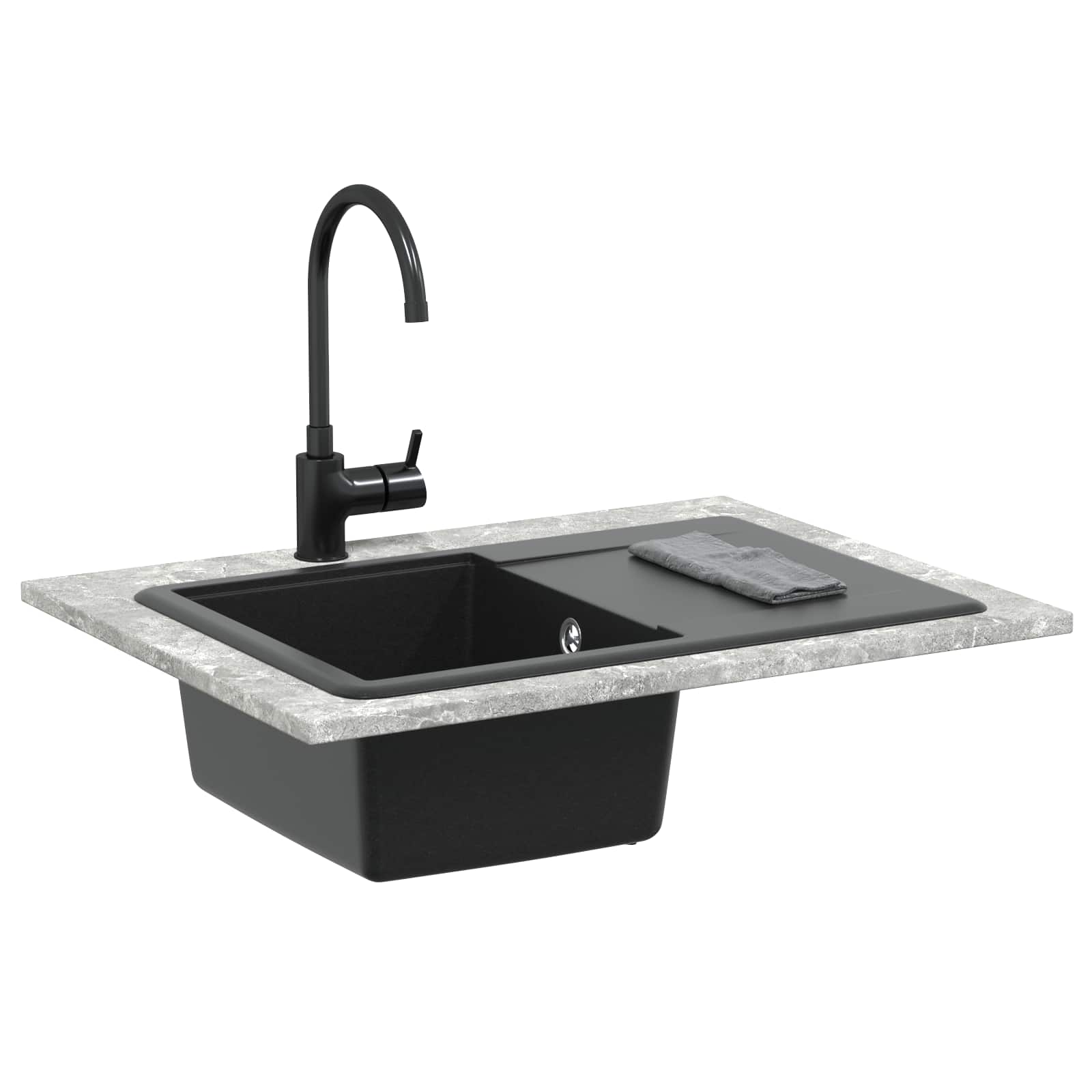 Vidaxx évier noir 670 x 460 mm granit