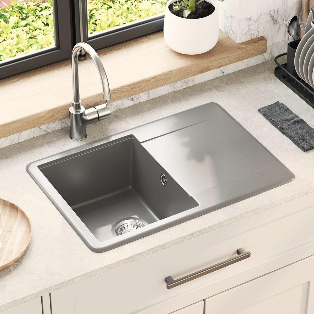 Lavabo Vidaxx gris 670 x 460 mm 80% quartz et 20% résine
