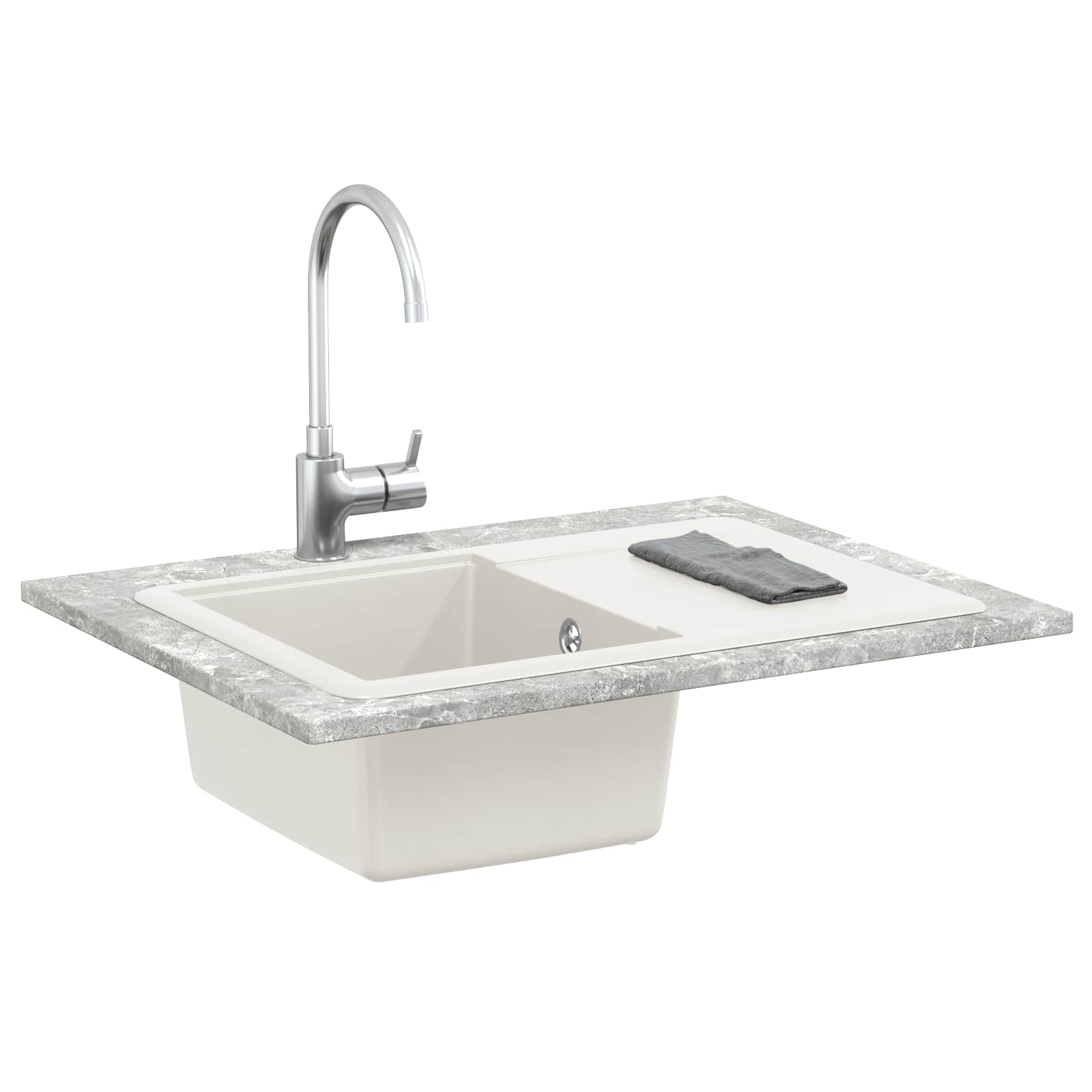 Évier Vidaxx blanc 670 x 460 mm 80% quartz et 20% résine