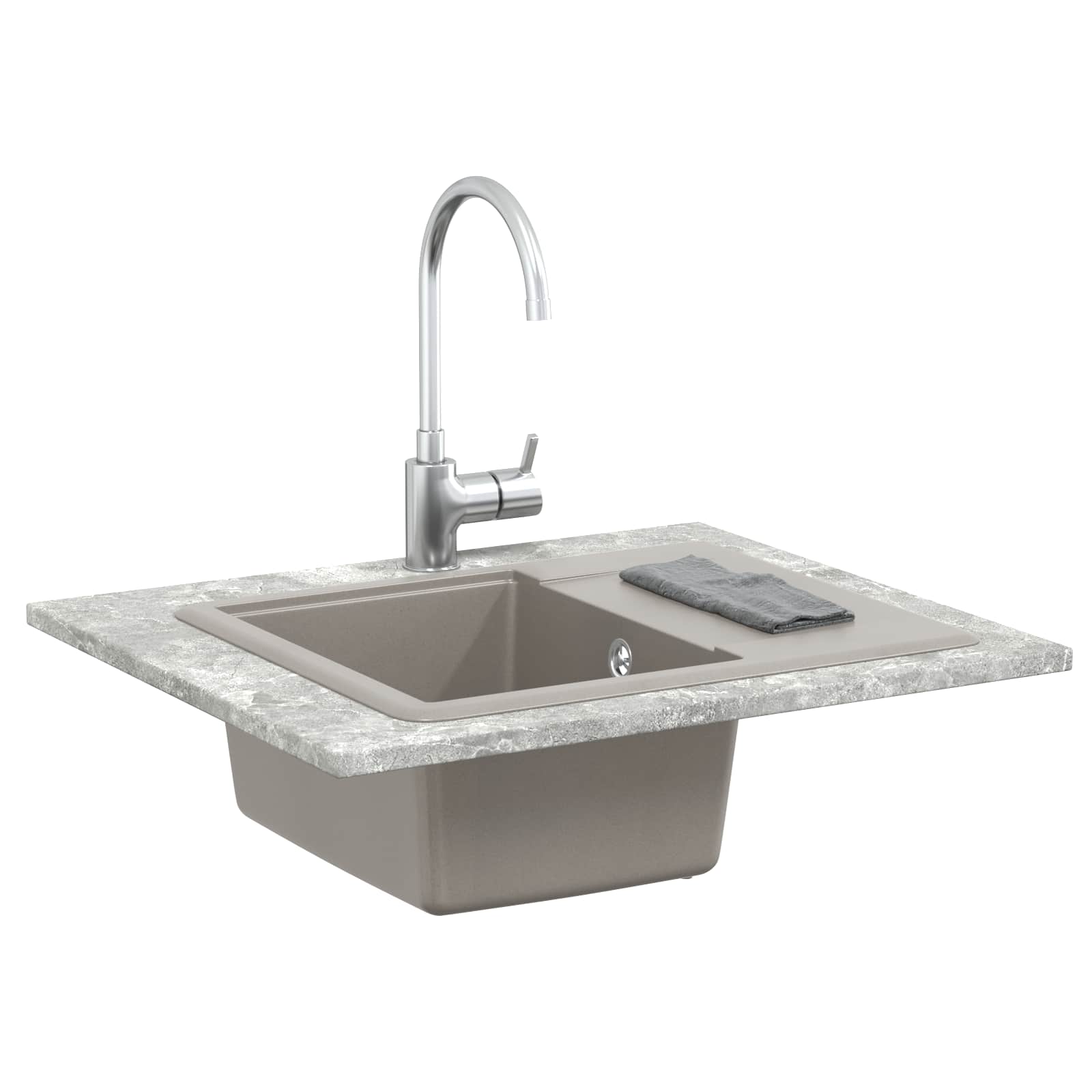 Evier Vidaxx gris 560 x 460 mm 80% quartz et 20% résine