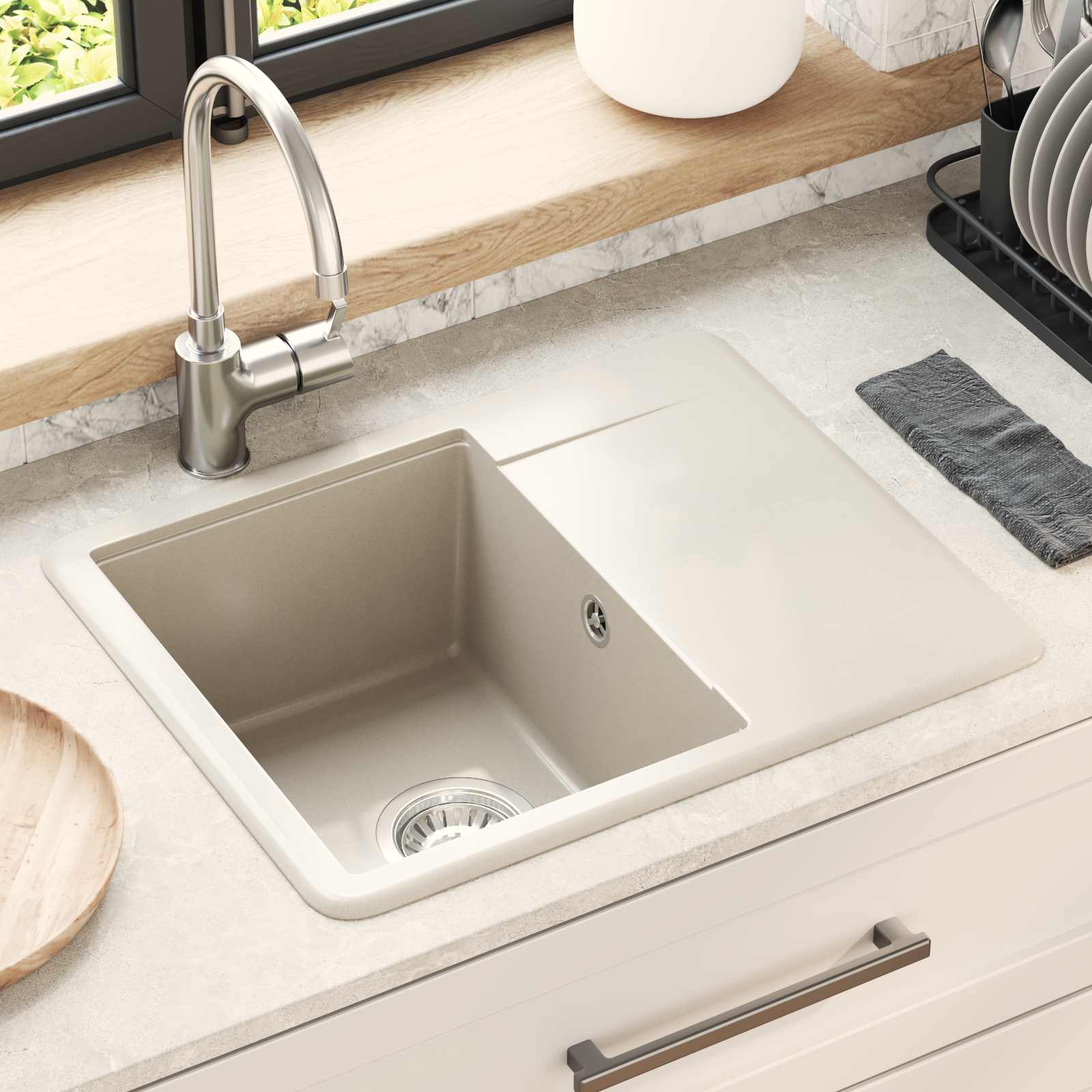 Lavabo Vidaxx beige 560 x 460 mm 80% quartz et 20% résine