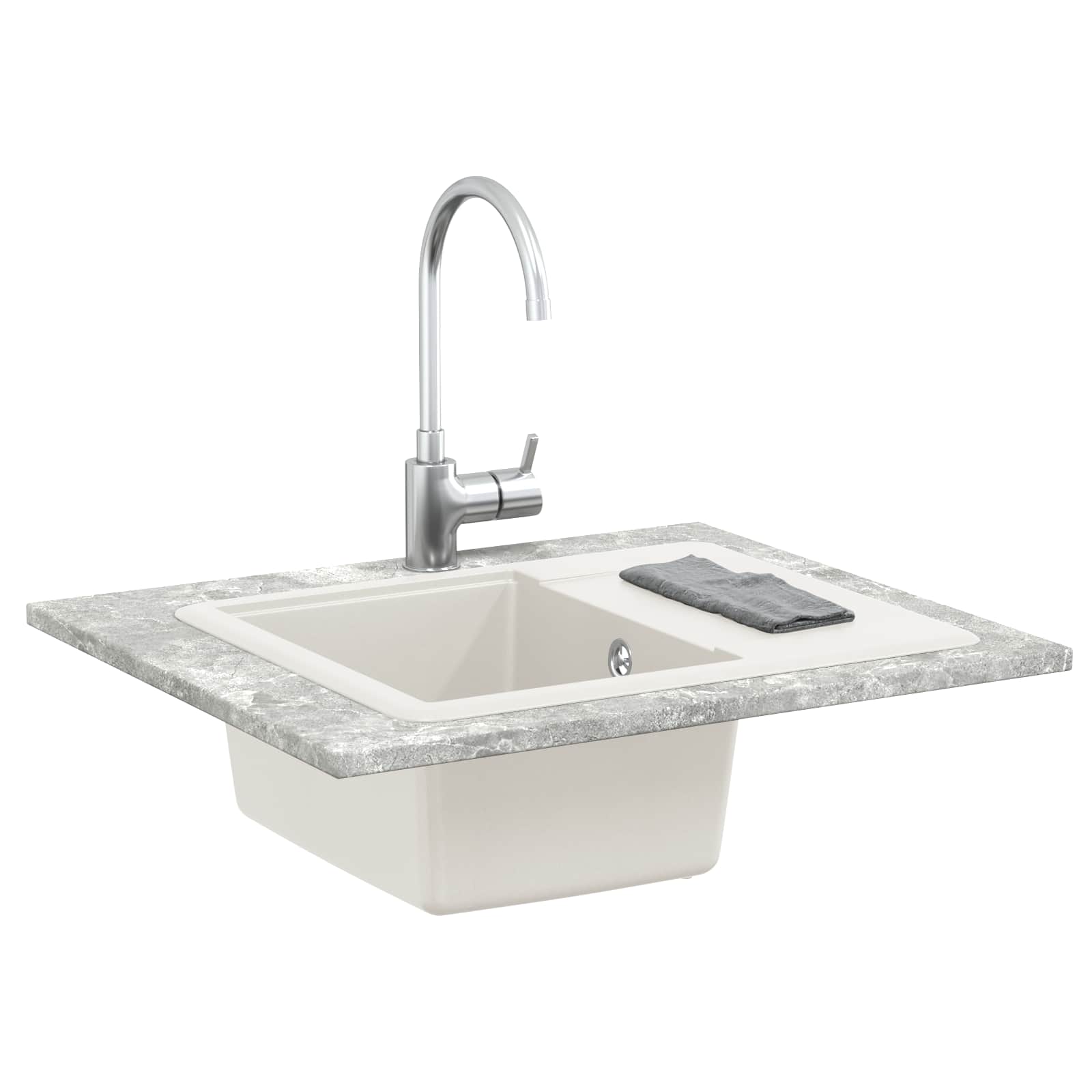 Évier Vidaxx blanc 560 x 460 mm 80% quartz et 20% résine