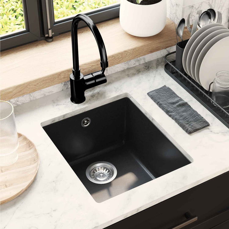 VidaXL évier noir 370 x 460 mm 80% quartz et 20% résine