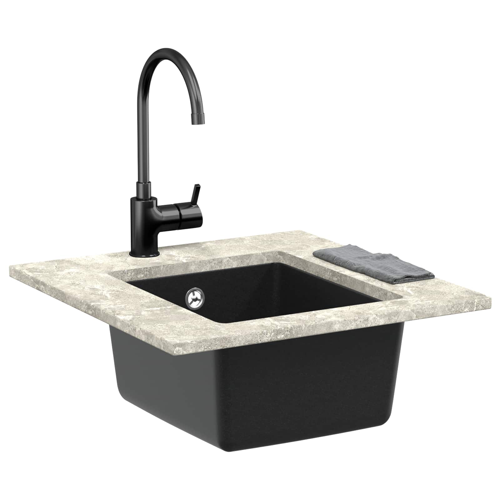 VidaXL évier noir 370 x 460 mm 80% quartz et 20% résine