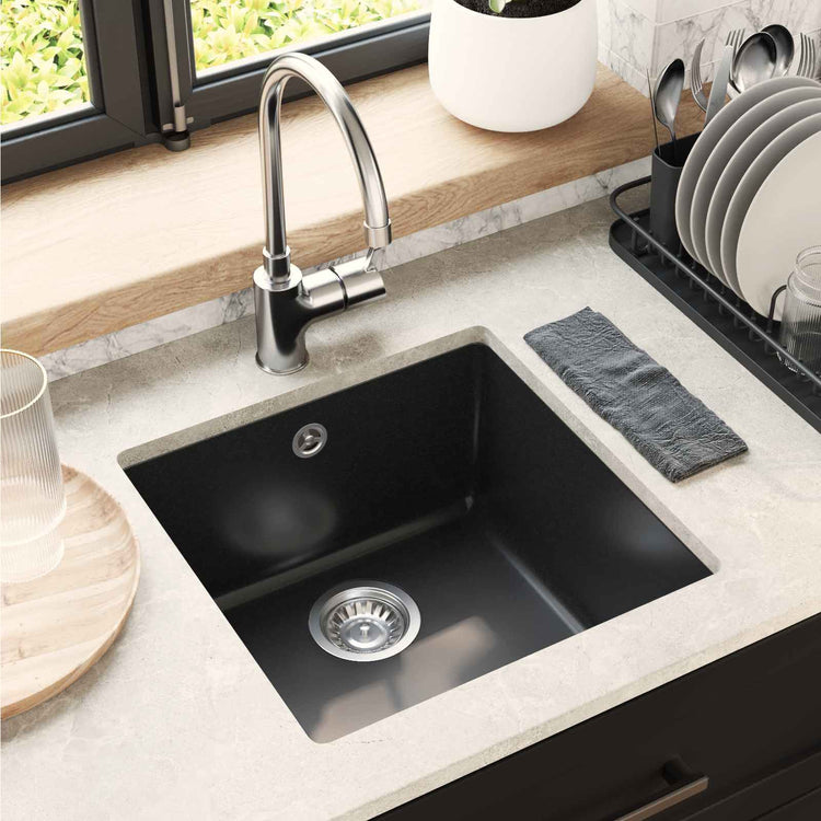 VidaXL évier noir 430 x 460 mm 80% quartz et 20% résine