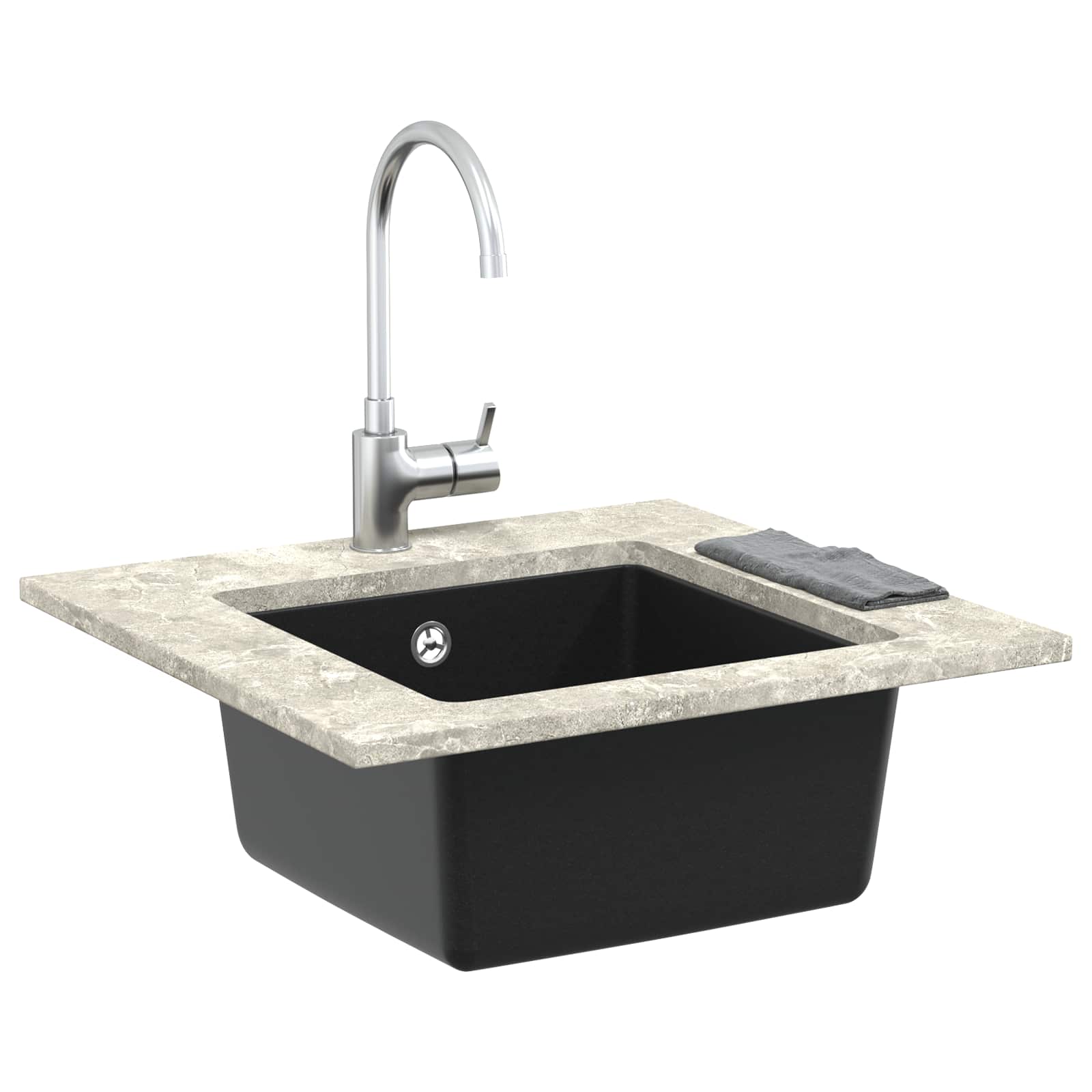 VidaXL évier noir 430 x 460 mm 80% quartz et 20% résine