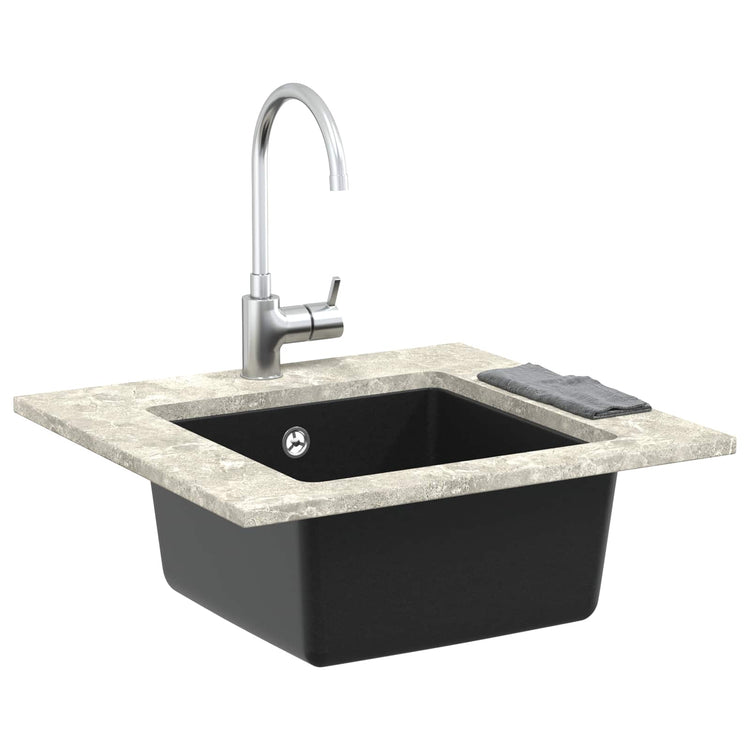 VidaXL évier noir 430 x 460 mm 80% quartz et 20% résine