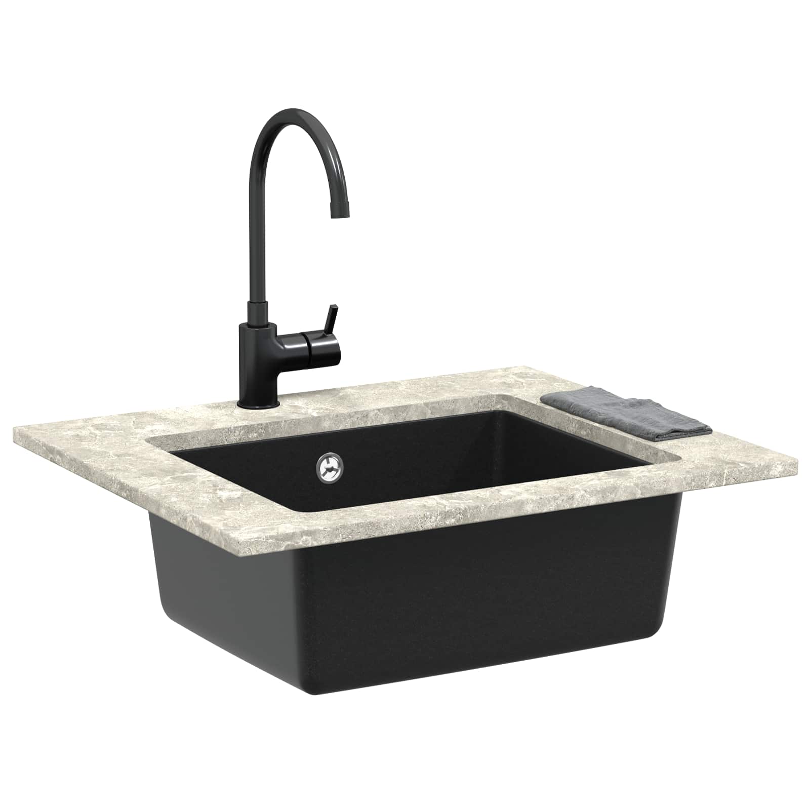 VidaXL évier noir 530 x 460 mm 80% quartz et 20% résine