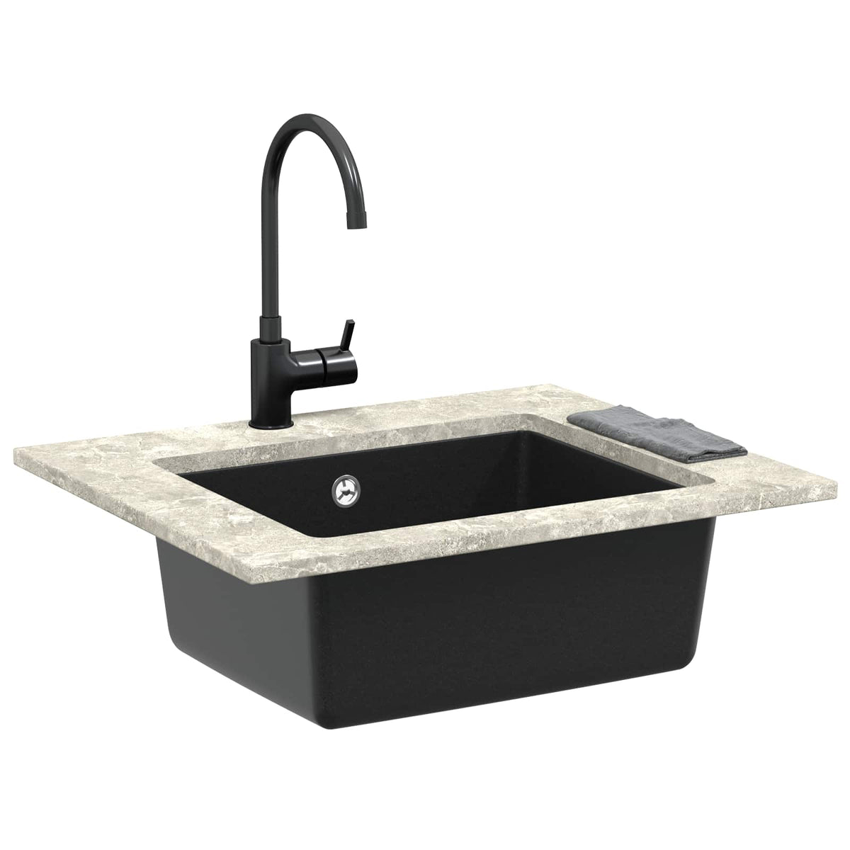 VidaXL évier noir 530 x 460 mm 80% quartz et 20% résine