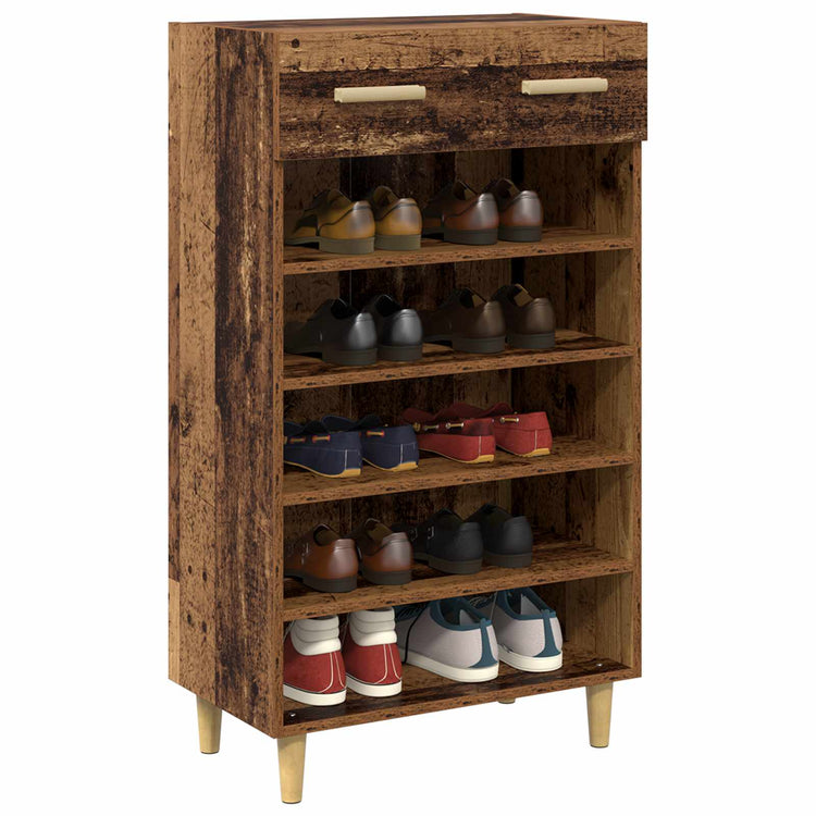 Vidaxxl armoire à chaussures avec tiroir vieux bois 60 x 35 x 105 cm bois traité