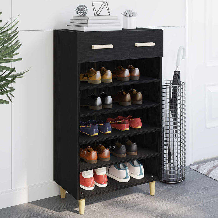 Vidaxx meuble à chaussures avec tiroir chêne noir 60 x 35 x 105 cm bois fini
