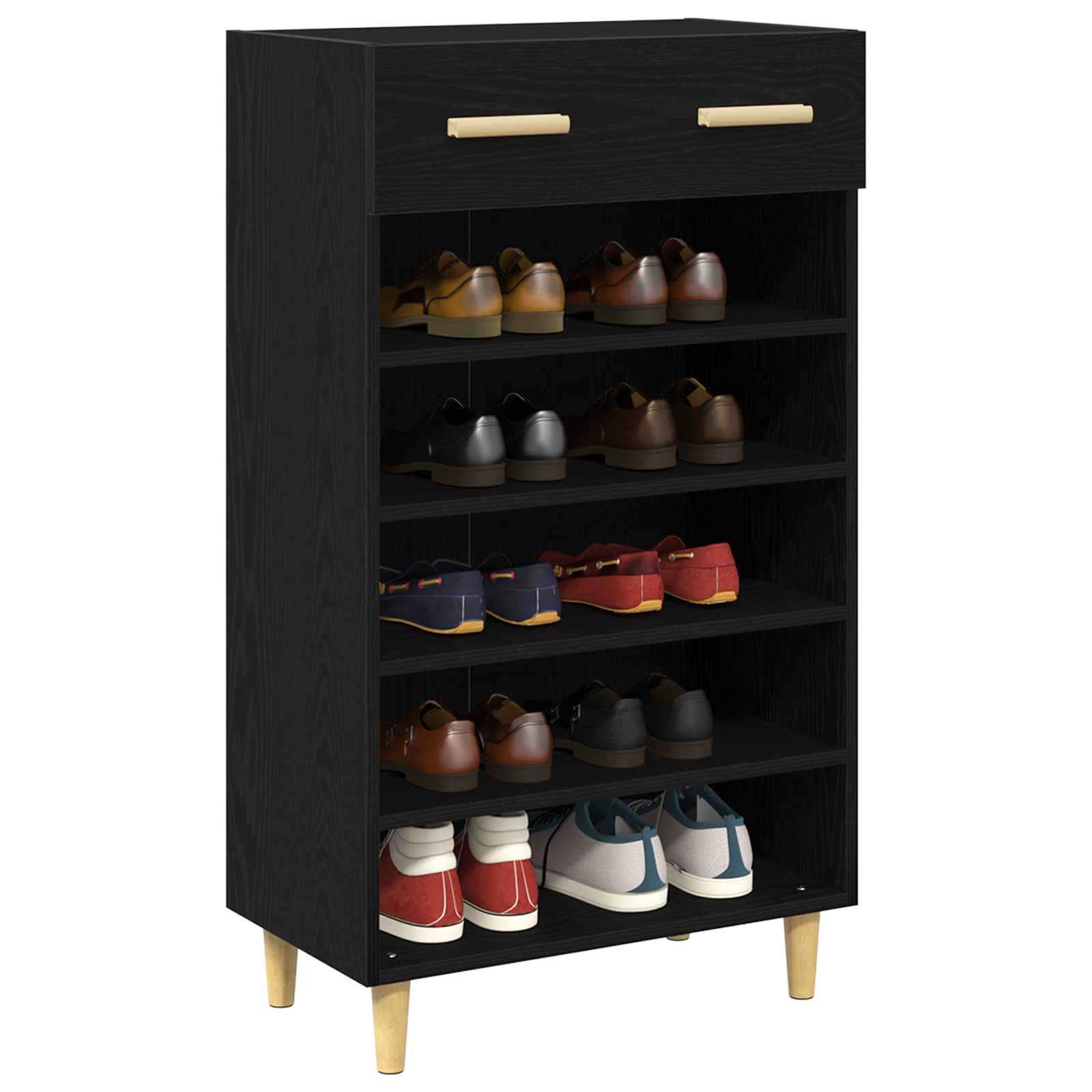 Vidaxx meuble à chaussures avec tiroir chêne noir 60 x 35 x 105 cm bois fini