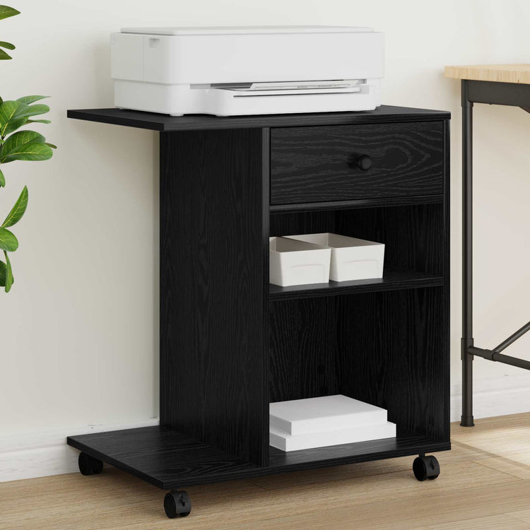 Vidaxl support d'imprimante chêne noir uni 60 x 40 x 68,5 cm bois fini