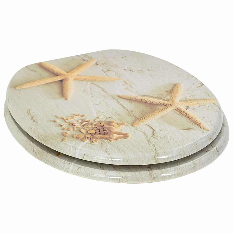 Abattant de toilette Vidaxx à fermeture douce jaune et blanc 44 x 38 cm panneau MDF
