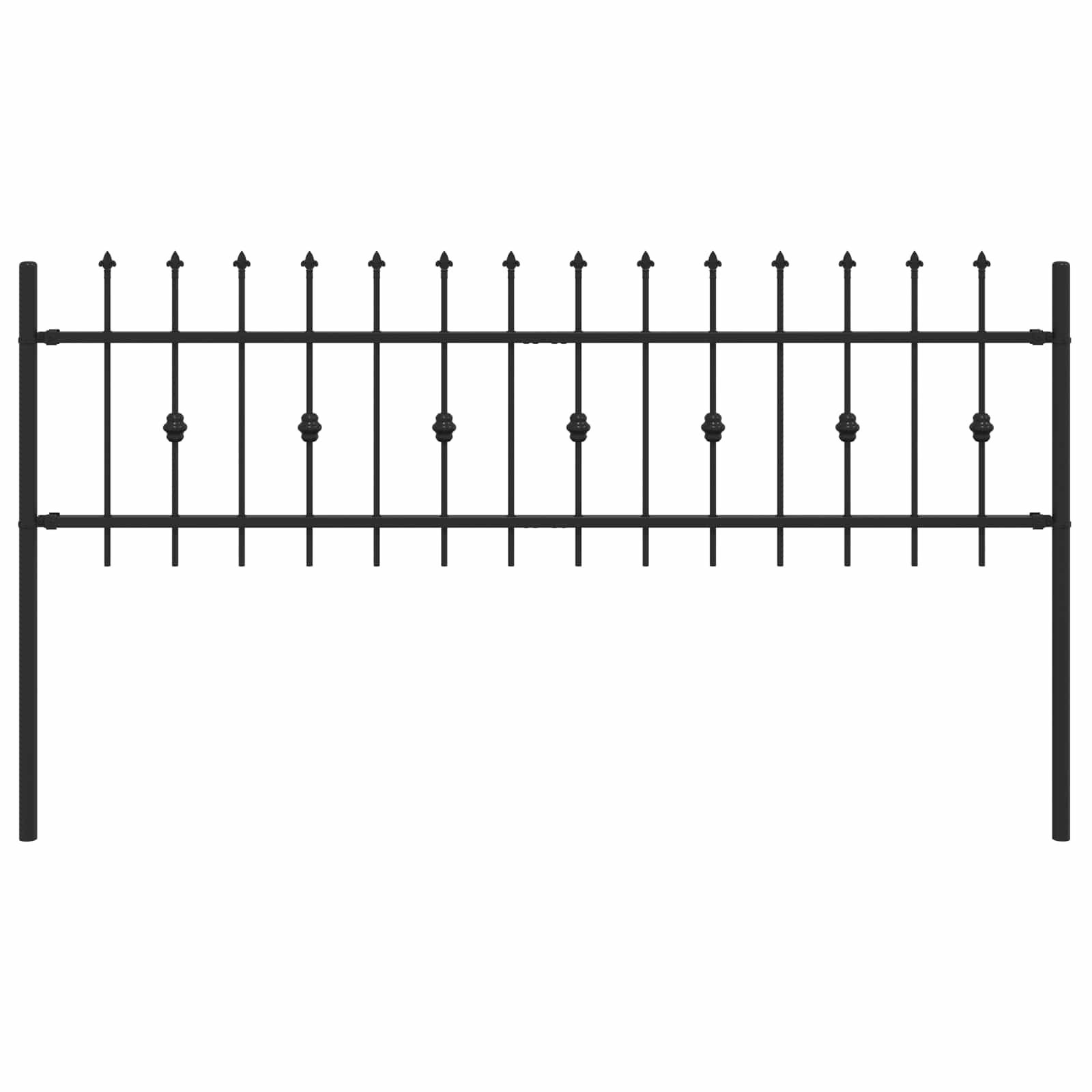 VidaXL clôture à pointes noir 200 x 130 cm acier enduit de poudre