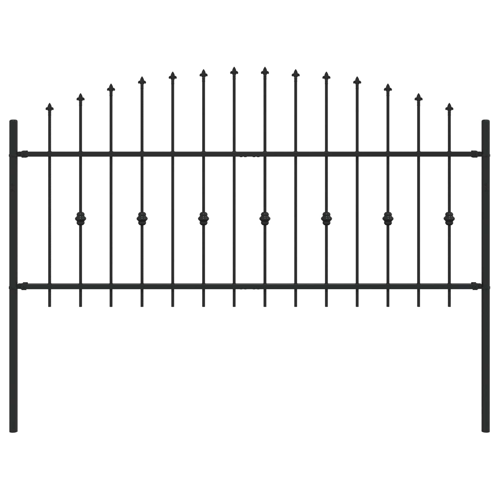 VidaXL clôture à pointes noir 200 x 130 cm acier enduit de poudre