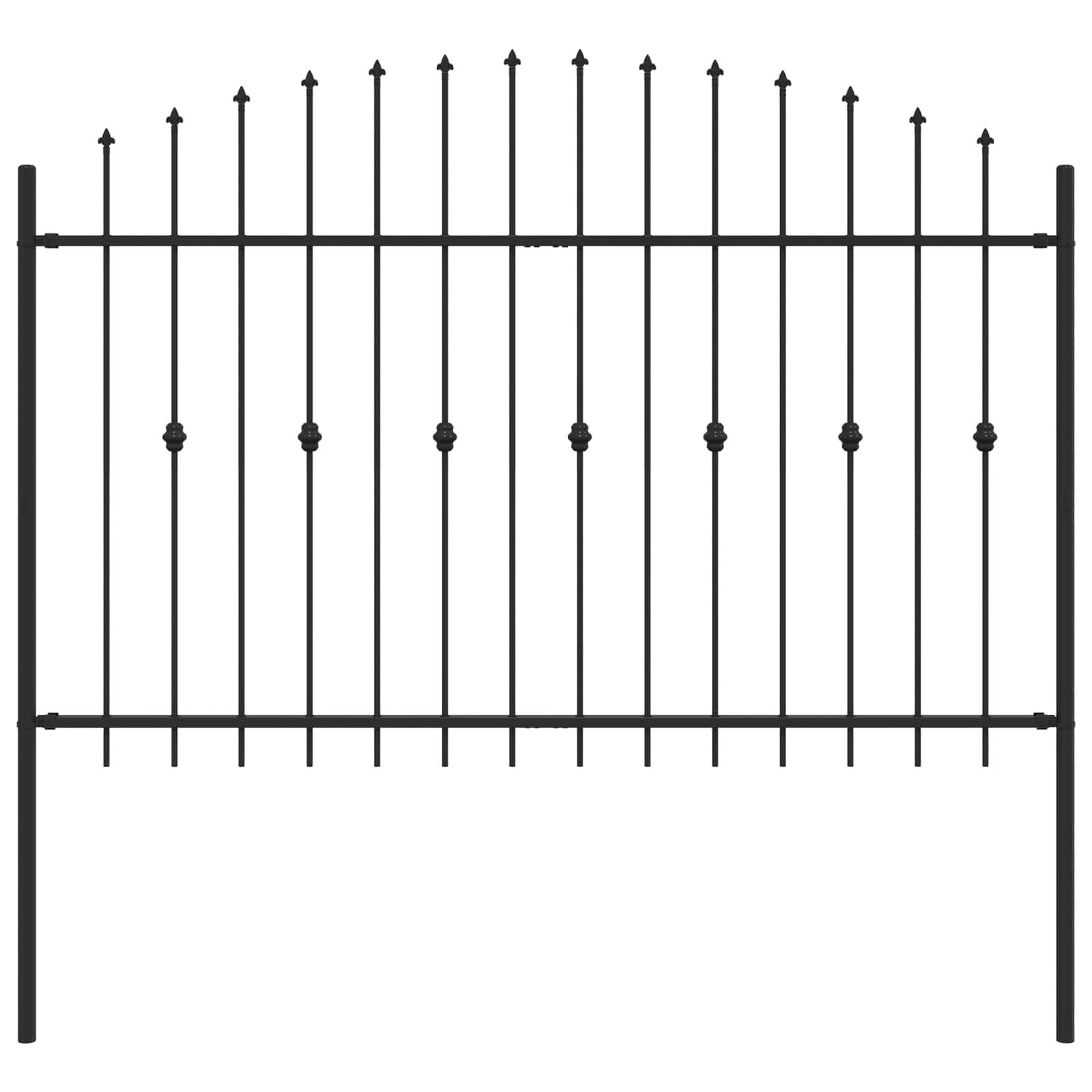 VidaXL clôture à pointes noir 200 x 130 cm acier enduit de poudre