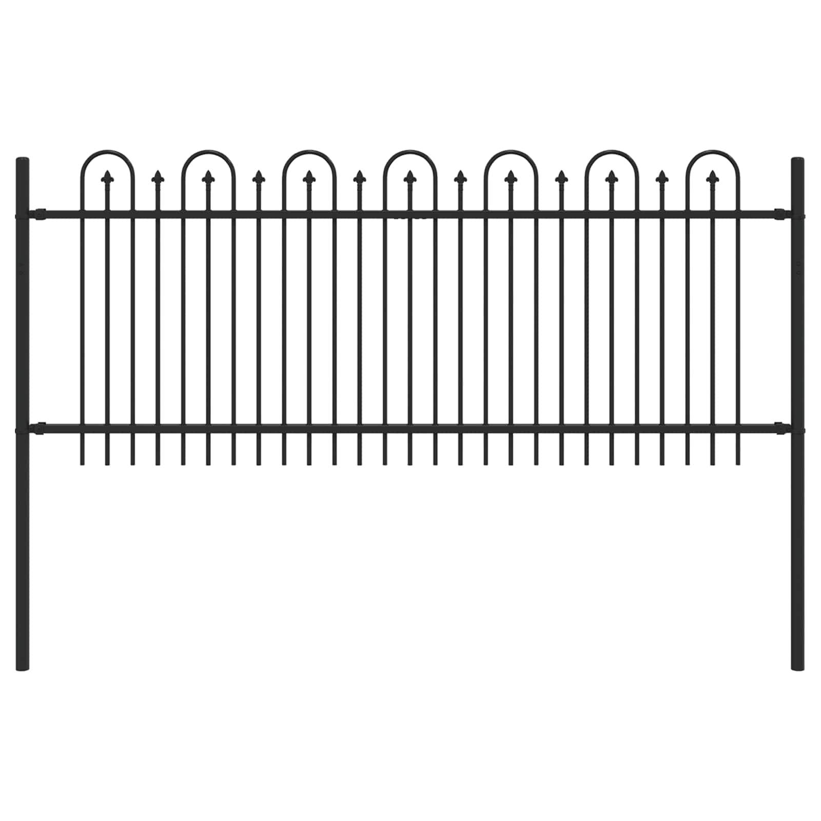 VidaXL clôture à picots noir 200 x 130 cm acier enduit de poudre