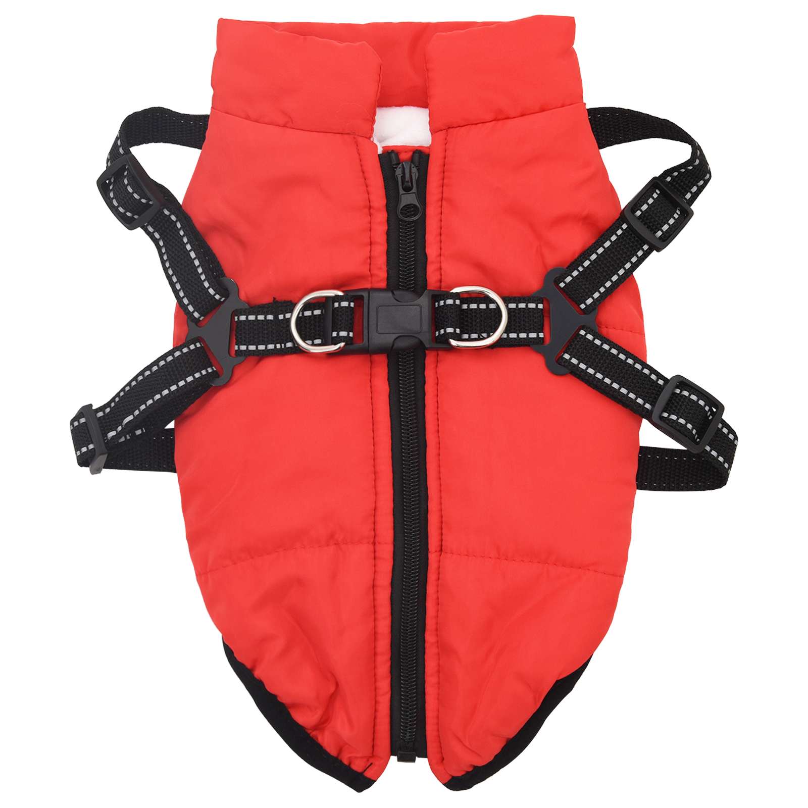 Vidaxxl manteau pour chien avec harnais rouge l polaire et polyester