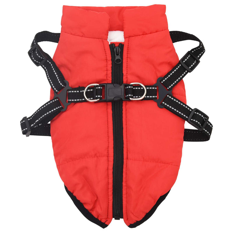 Vidaxxl manteau pour chien avec harnais rouge l polaire et polyester