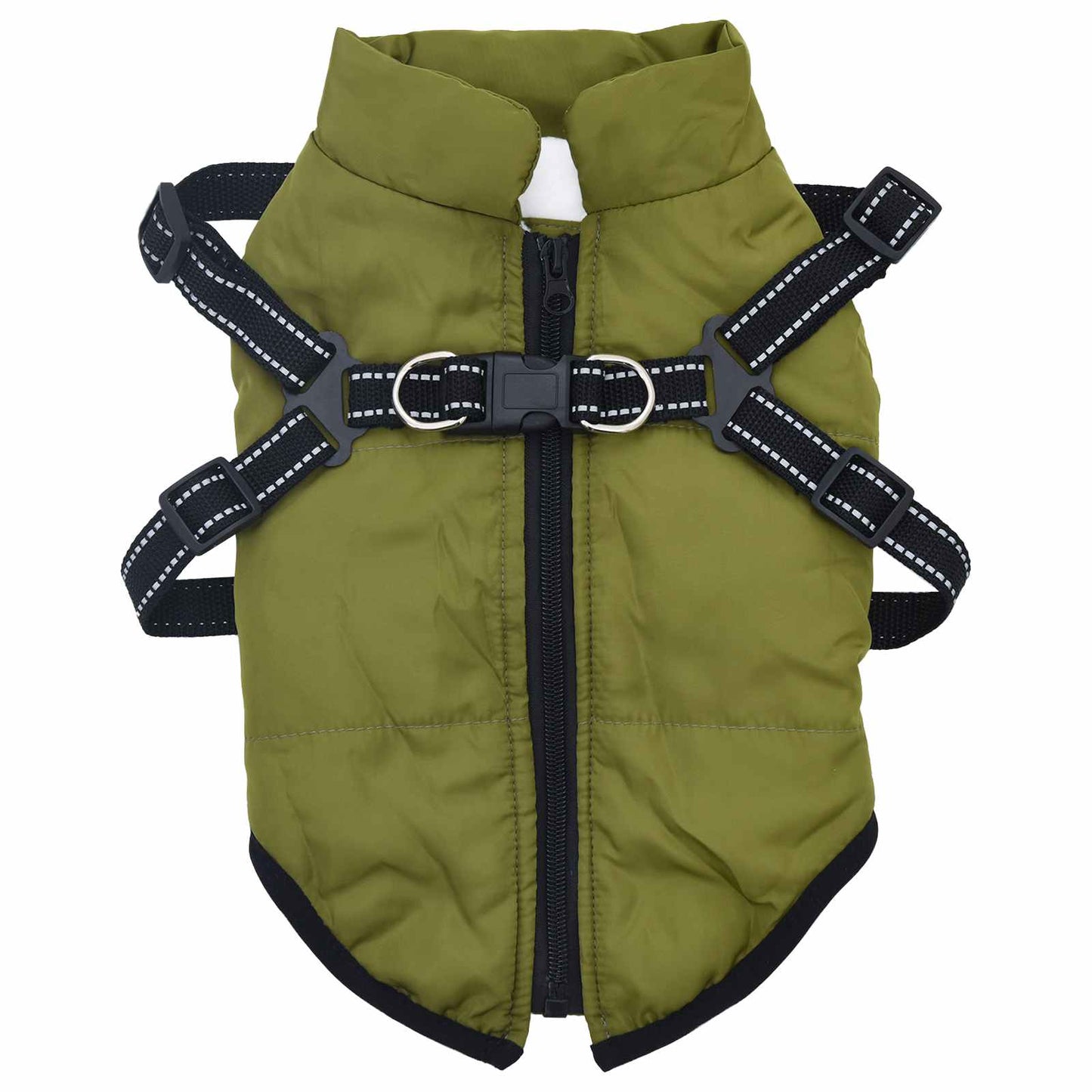 VidaXL manteau pour chien avec harnais vert armée avec polaire et polyester