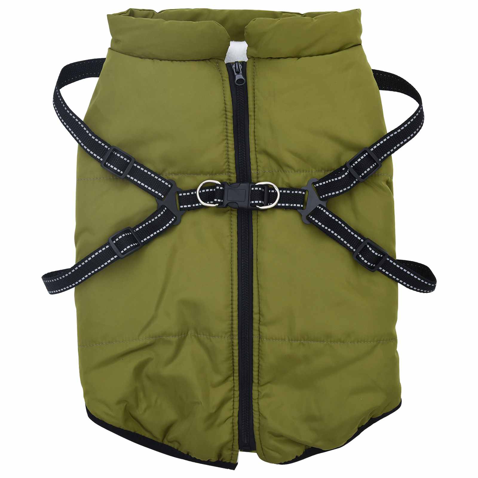 VidaXL manteau pour chien avec harnais vert armée 3XL polaire et polyester