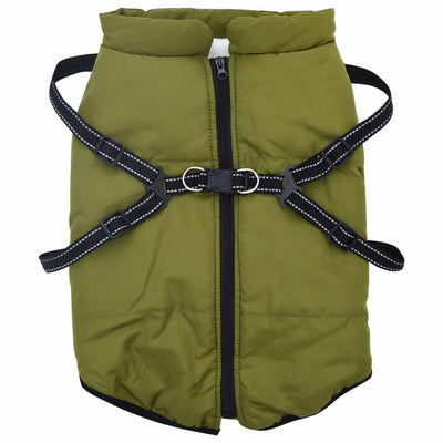 VidaXL manteau pour chien avec harnais vert armée 5xl polaire et polyester