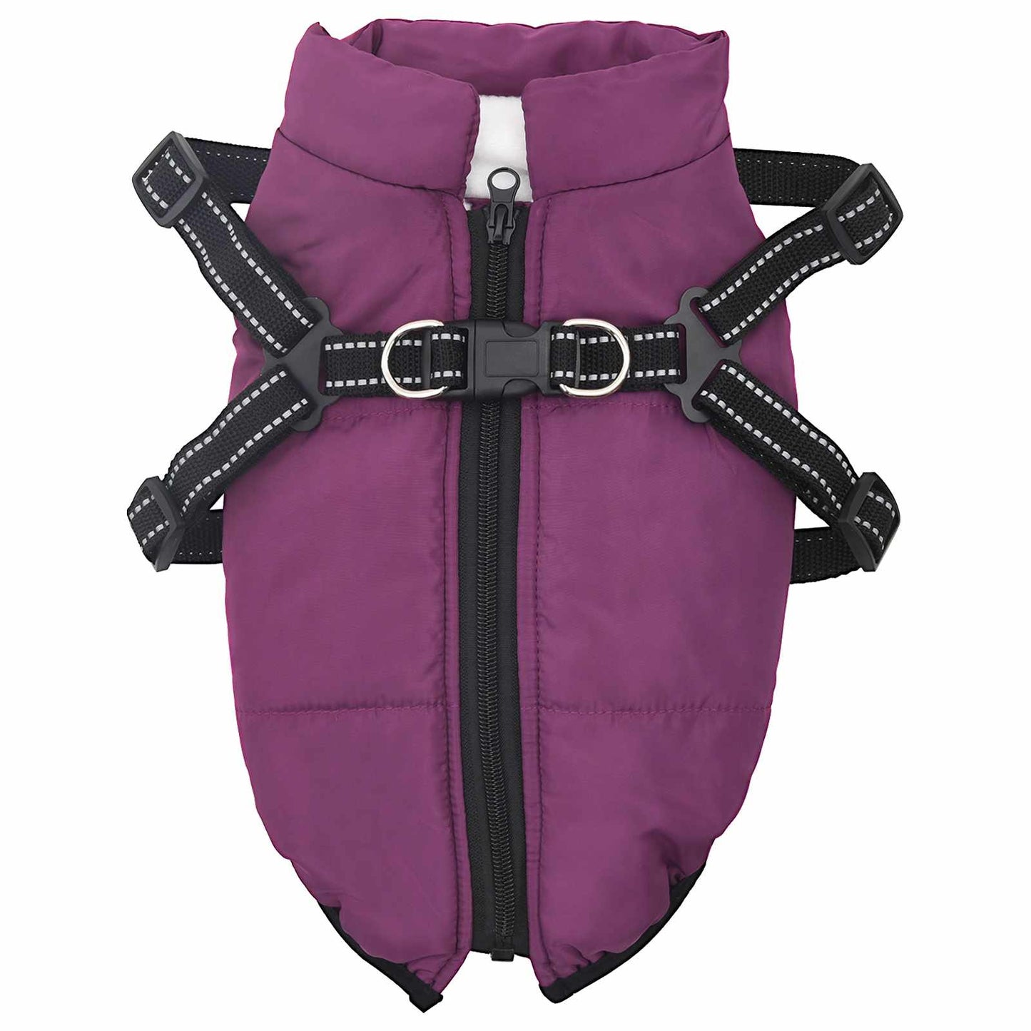Manteau pour chien Vidaxxl avec harnais violet avec polaire et polyester