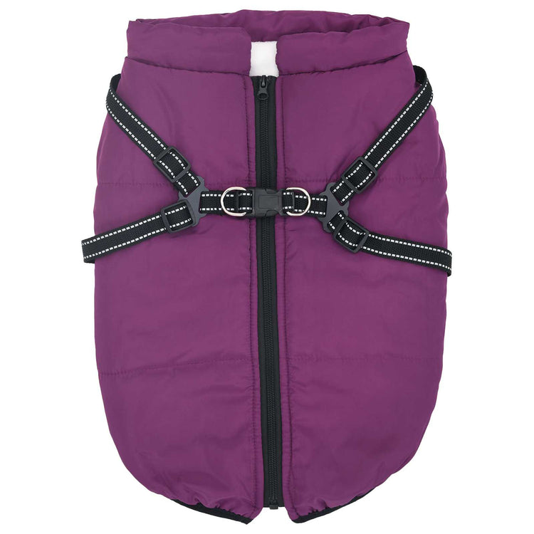 Vidaxxl manteau pour chien avec harnais violet 5xl polaire et polyester