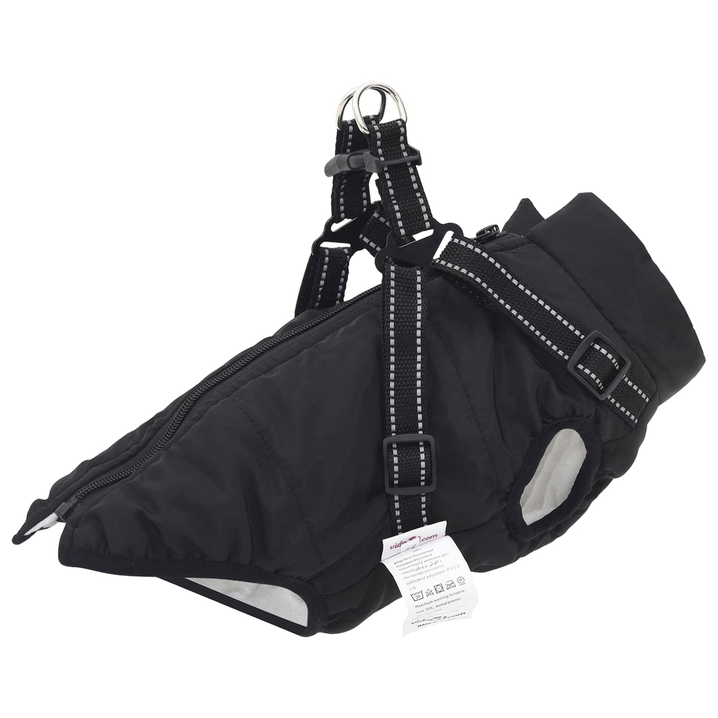 Manteau pour chien VidaXL avec harnais noir avec polaire et polyester