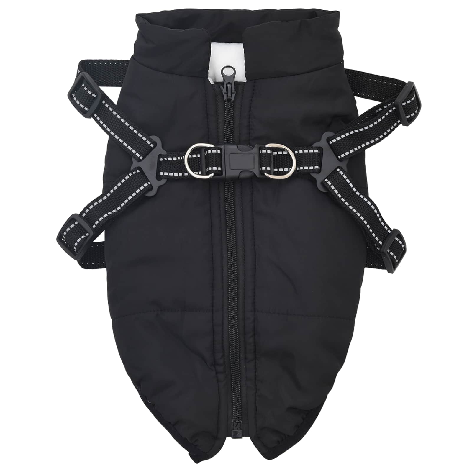 Manteau pour chien VidaXL avec harnais noir avec polaire et polyester