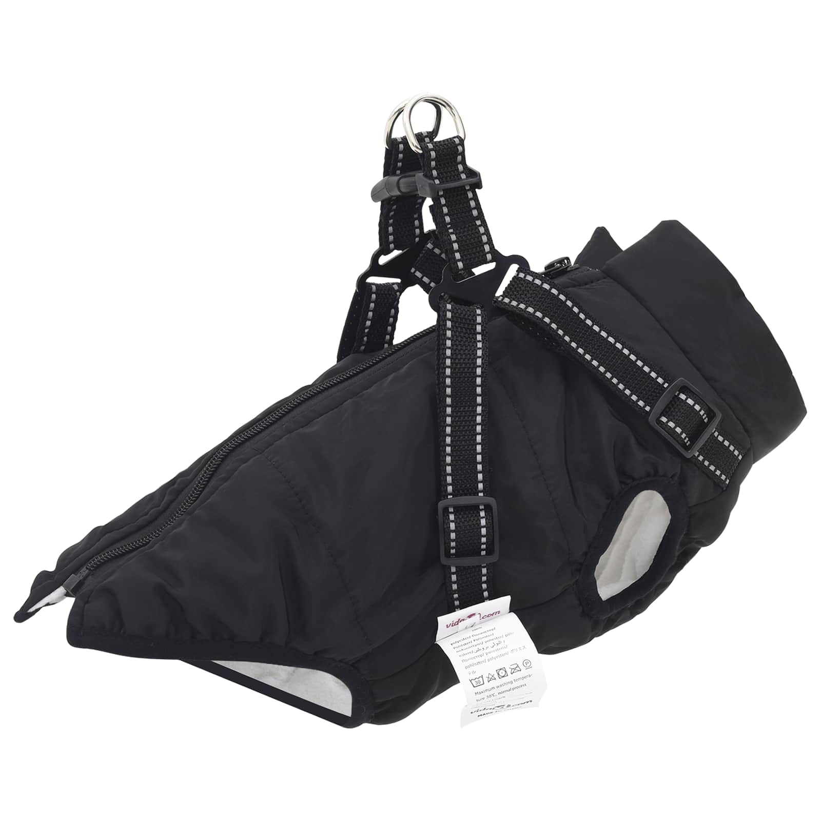 VidaXL manteau pour chien avec harnais noir 2xl polaire et polyester