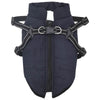 VidaXL manteau pour chien avec harnais bleu marine s polaire et polyester
