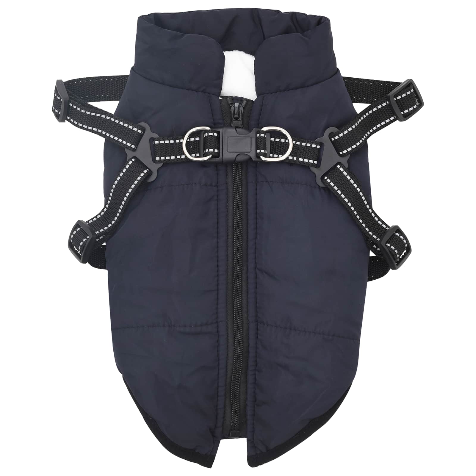 VidaXL manteau pour chien avec harnais bleu marine s polaire et polyester