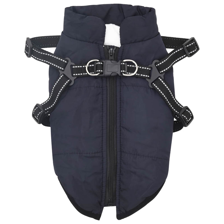 Vidaxxl manteau pour chien avec harnais bleu marine 2xl polaire et polyester