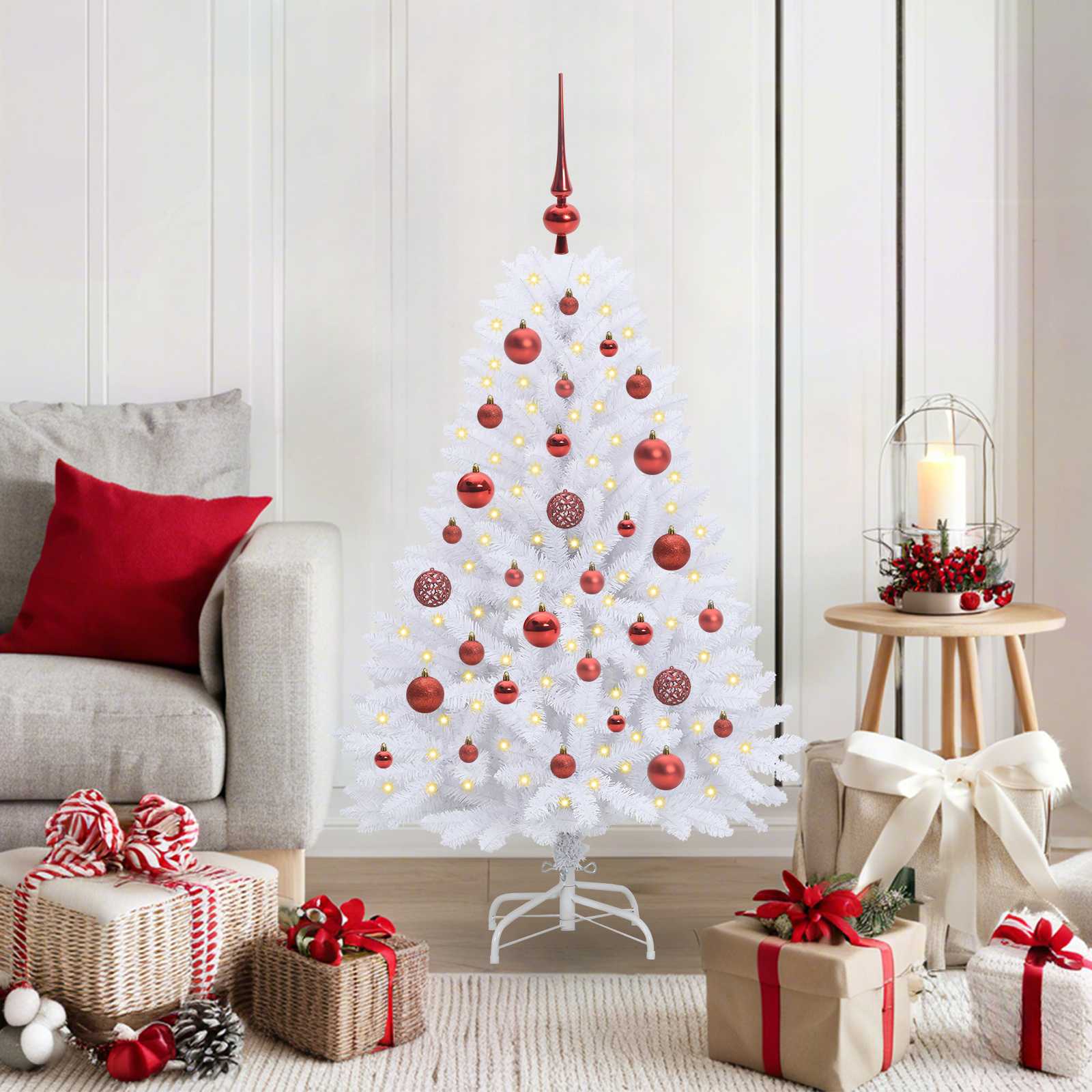 Vidaxx sapin de Noël artificiel pliant blanc 120 cm PVC et acier