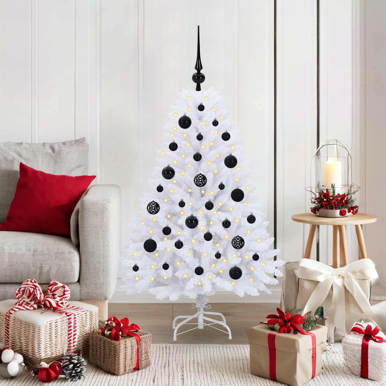 Vidaxx sapin de Noël artificiel pliant blanc 120 cm PVC et acier