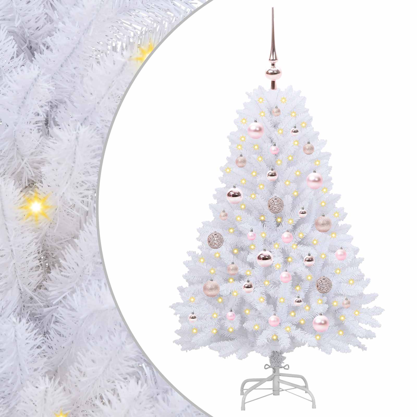 Vidaxx sapin de Noël artificiel pliant blanc 120 cm PVC et acier