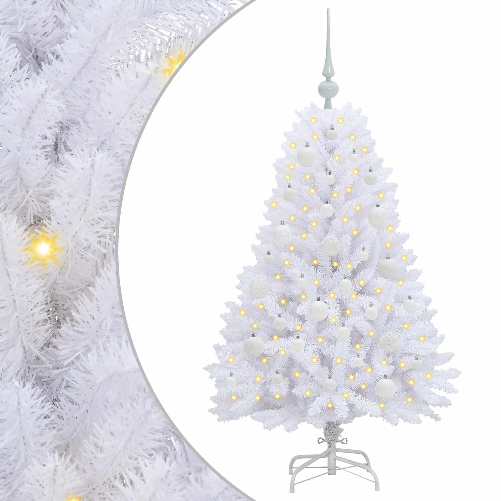 Vidaxx sapin de Noël artificiel pliant blanc 120 cm PVC et acier