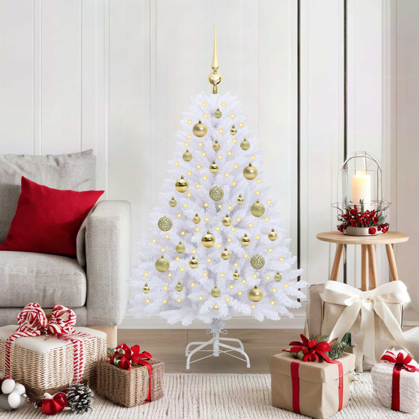 Vidaxx sapin de Noël artificiel pliant blanc 120 cm PVC et acier