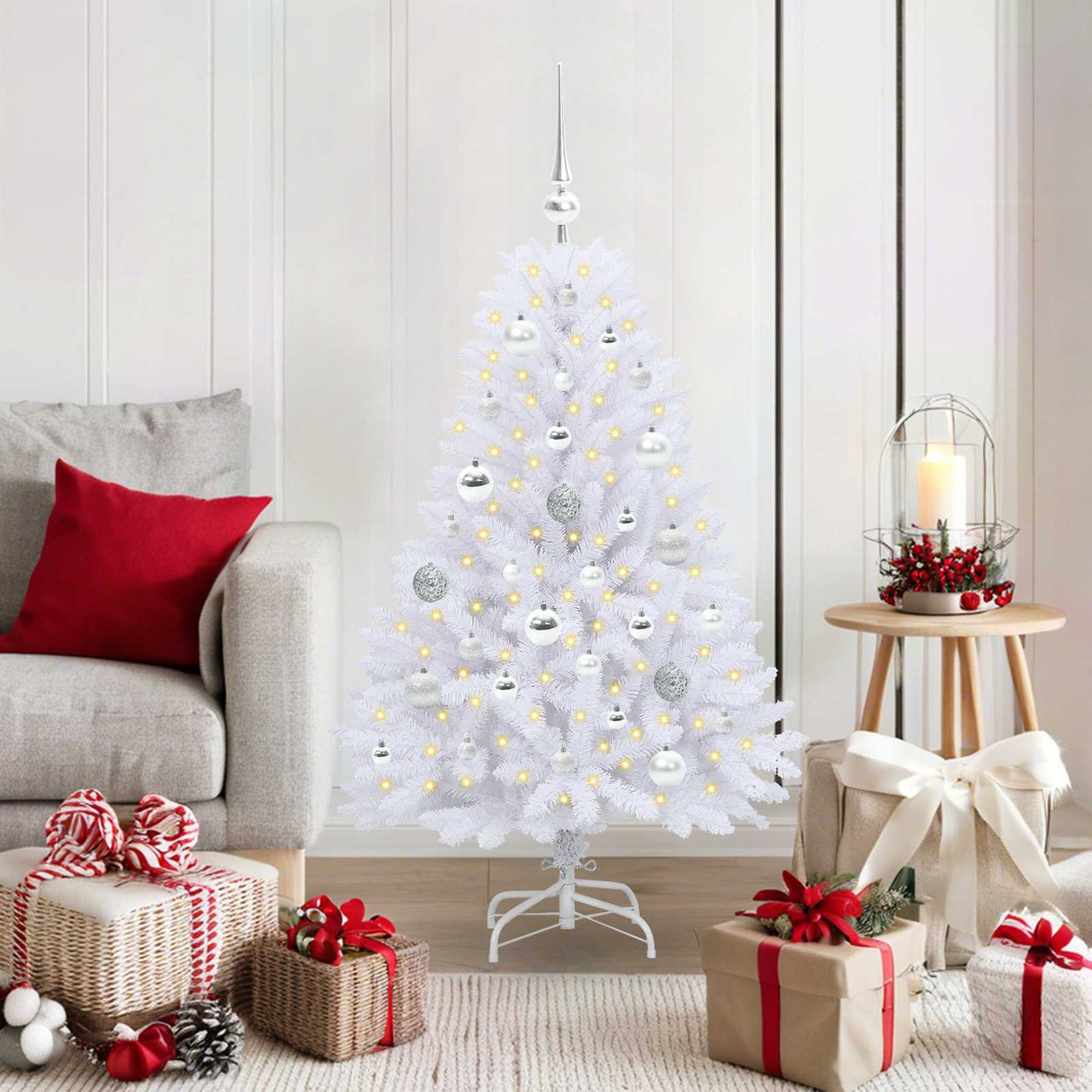 Vidaxx sapin de Noël artificiel pliant blanc 120 cm PVC et acier