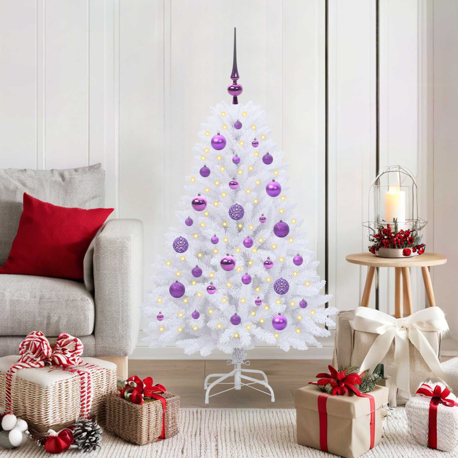 Vidaxx sapin de Noël artificiel pliant blanc 120 cm PVC et acier
