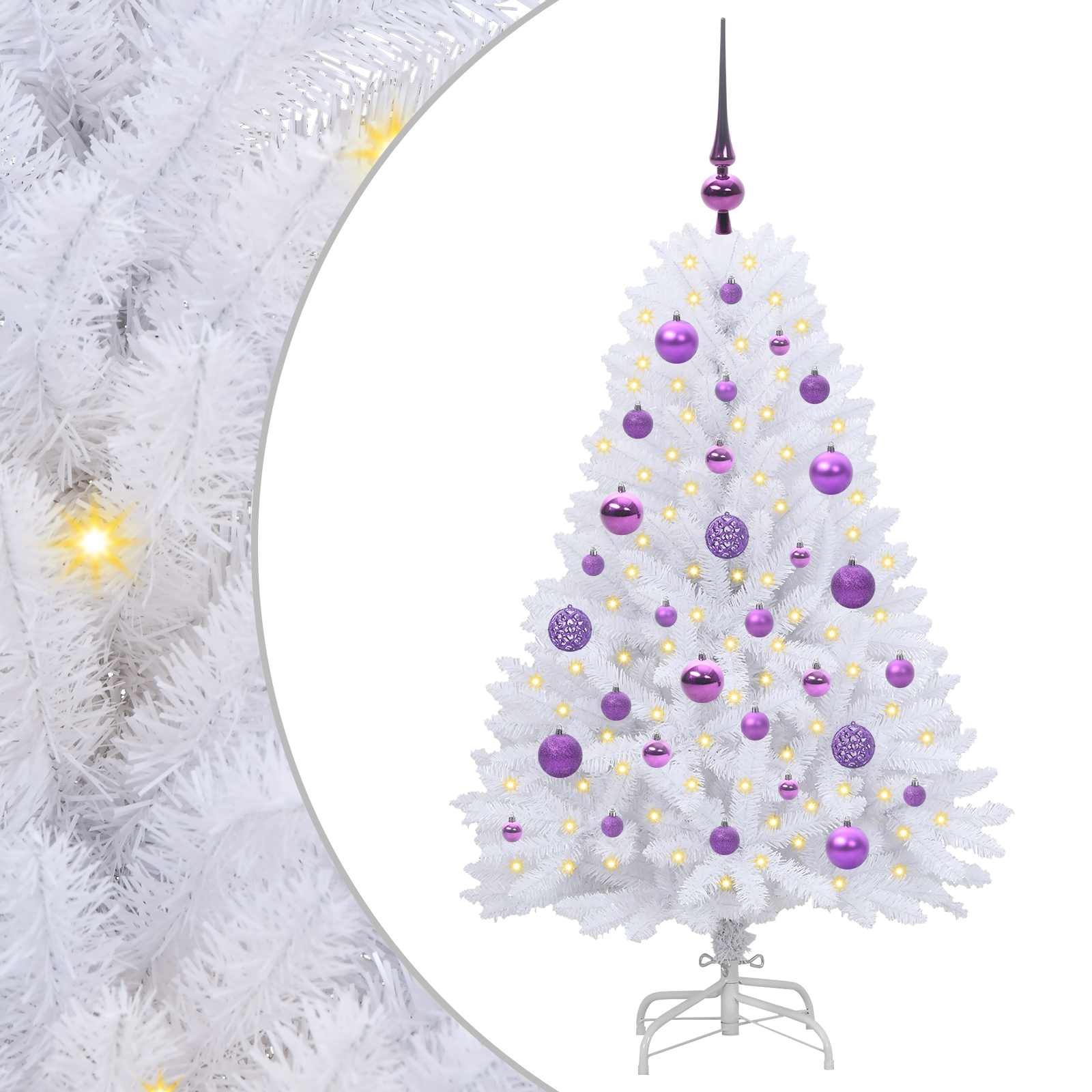 Vidaxx sapin de Noël artificiel pliant blanc 120 cm PVC et acier