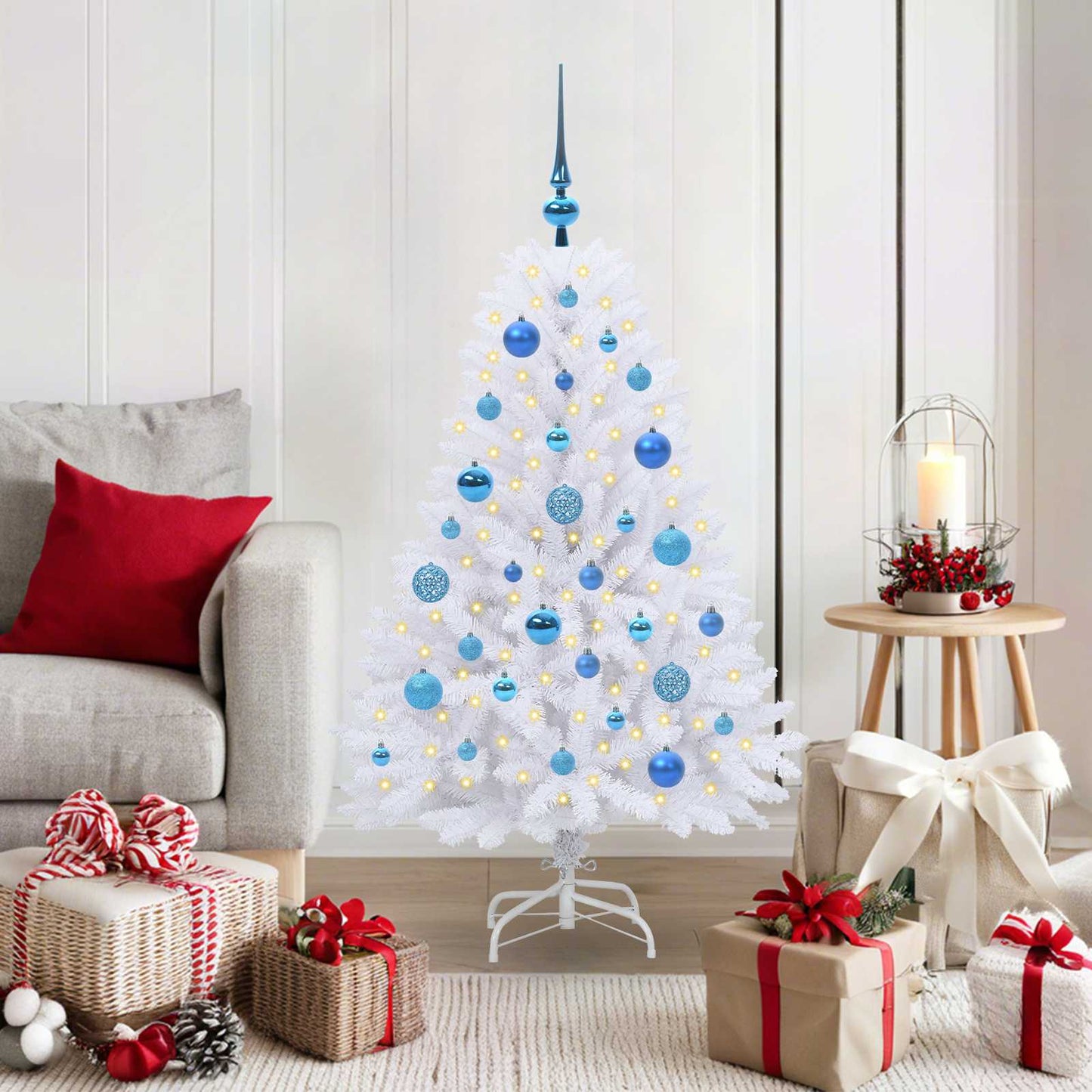 Vidaxx sapin de Noël artificiel pliant blanc 120 cm PVC et acier