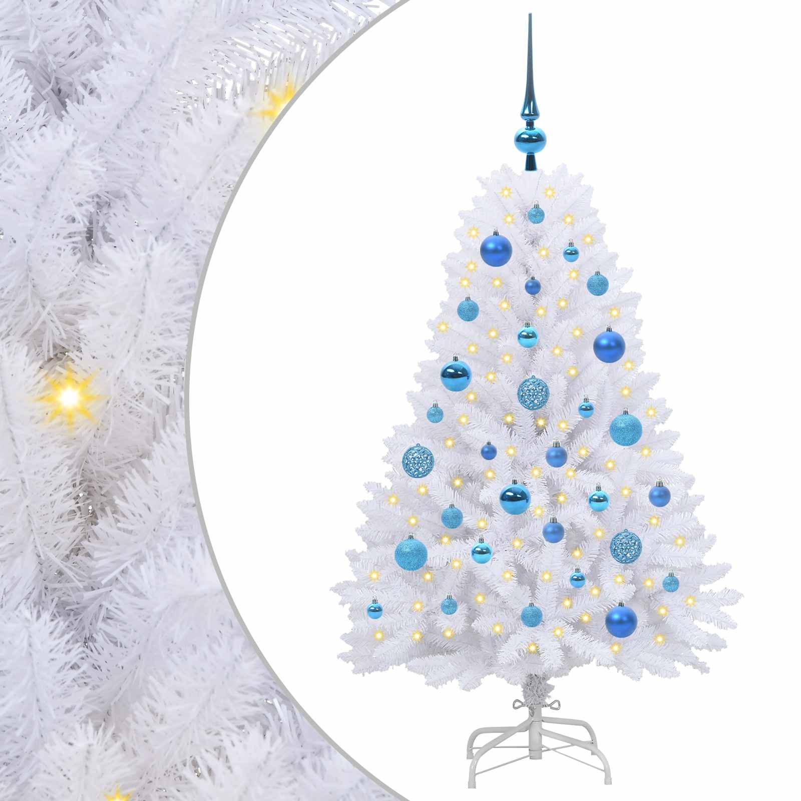 Vidaxx sapin de Noël artificiel pliant blanc 120 cm PVC et acier