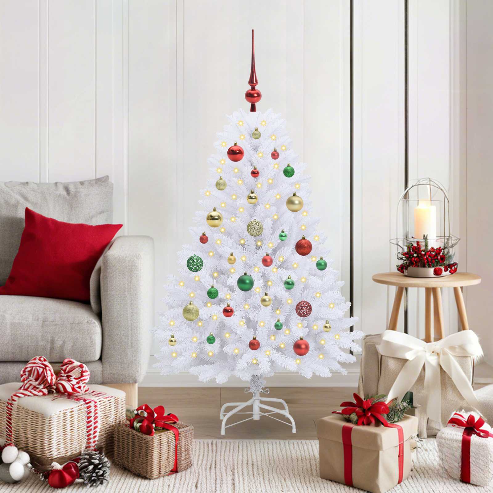 Vidaxx sapin de Noël artificiel pliant blanc 120 cm PVC et acier