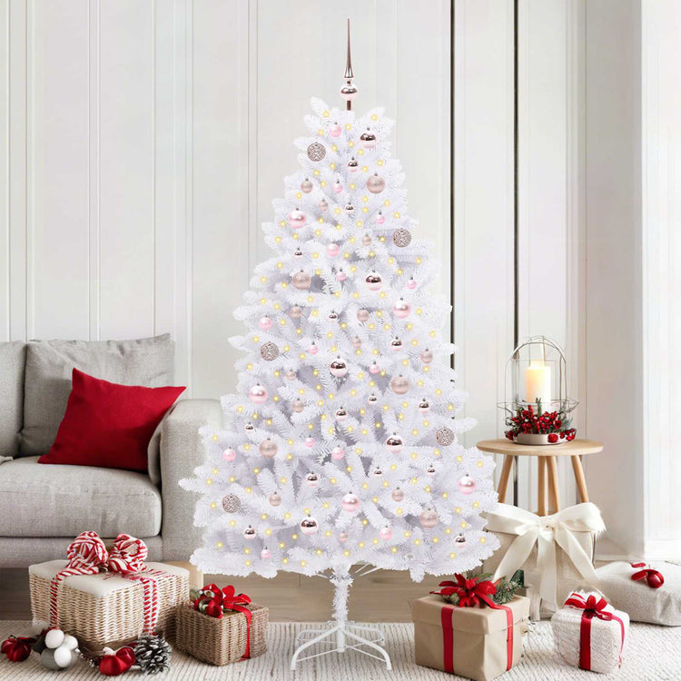 Vidaxx sapin de Noël artificiel pliant blanc 180 cm PVC et acier